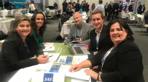 Equipo de Turismo de Canarias con representantes de SAS – Scandinavian Airlines en Routes Europe 2019 (Hannover)