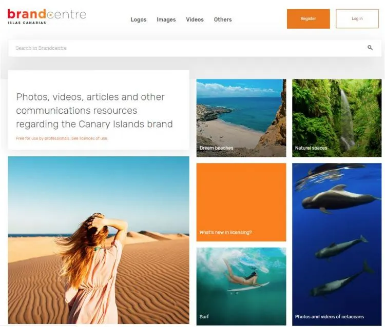 Image of the home page of the new Canary Island Brand Centre